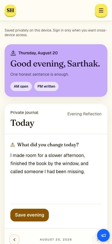 Journal writing surface